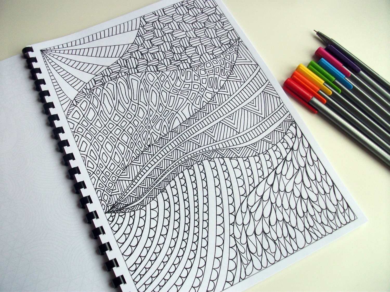 Printable Coloring Page Zentangle Inspired PDF Zendoodle