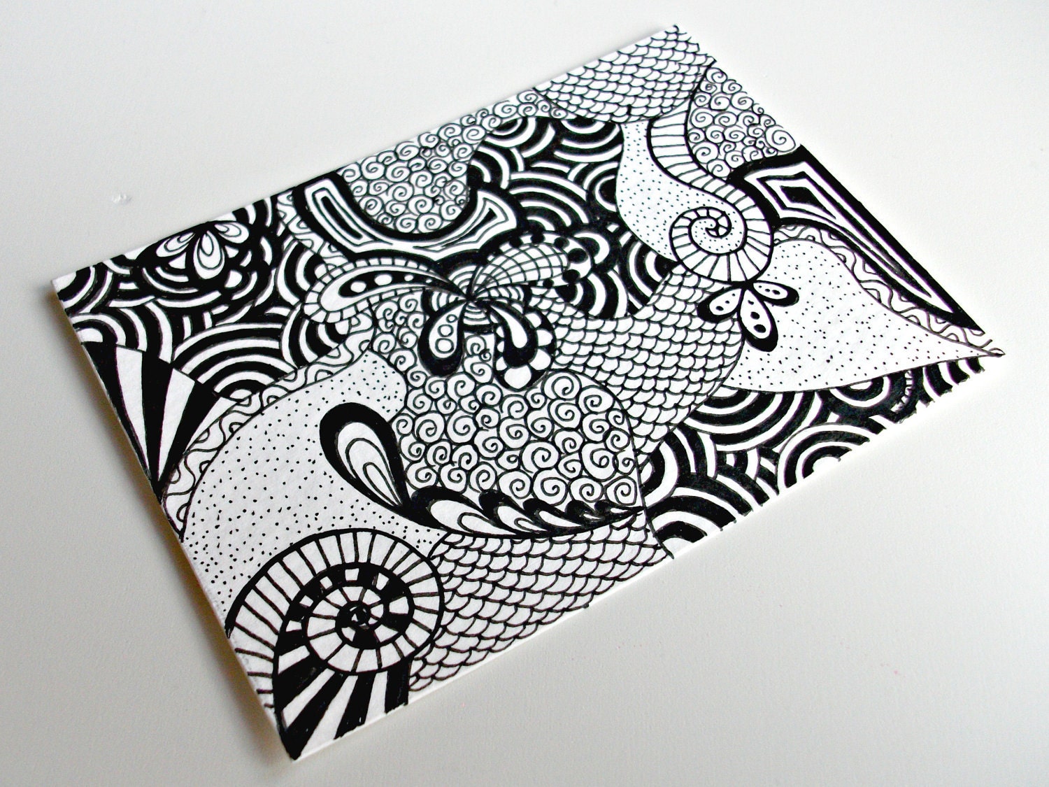 Original ACEO Zentangle Inspired Art Ink Drawing Zendoodle