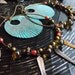 Tribal Sunrise Earrings- Verdigris Disc and Brass Spike Hoop Earrings