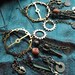 Steampunk Earrings- Around the World- Brass Gears and Charms