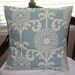 Designer Pillow Cover Blue Spa Fun Floret Pattern 18"x18" Ivory / Cream