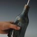 Ceramic Oil Bottle, Dark Teal and Tan, small defect