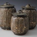Set of Three Porcelain Jars, Dark Brown and White