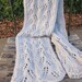 Gray Lace Scarf (hand knit, leaves, twist, winter, warm, long)