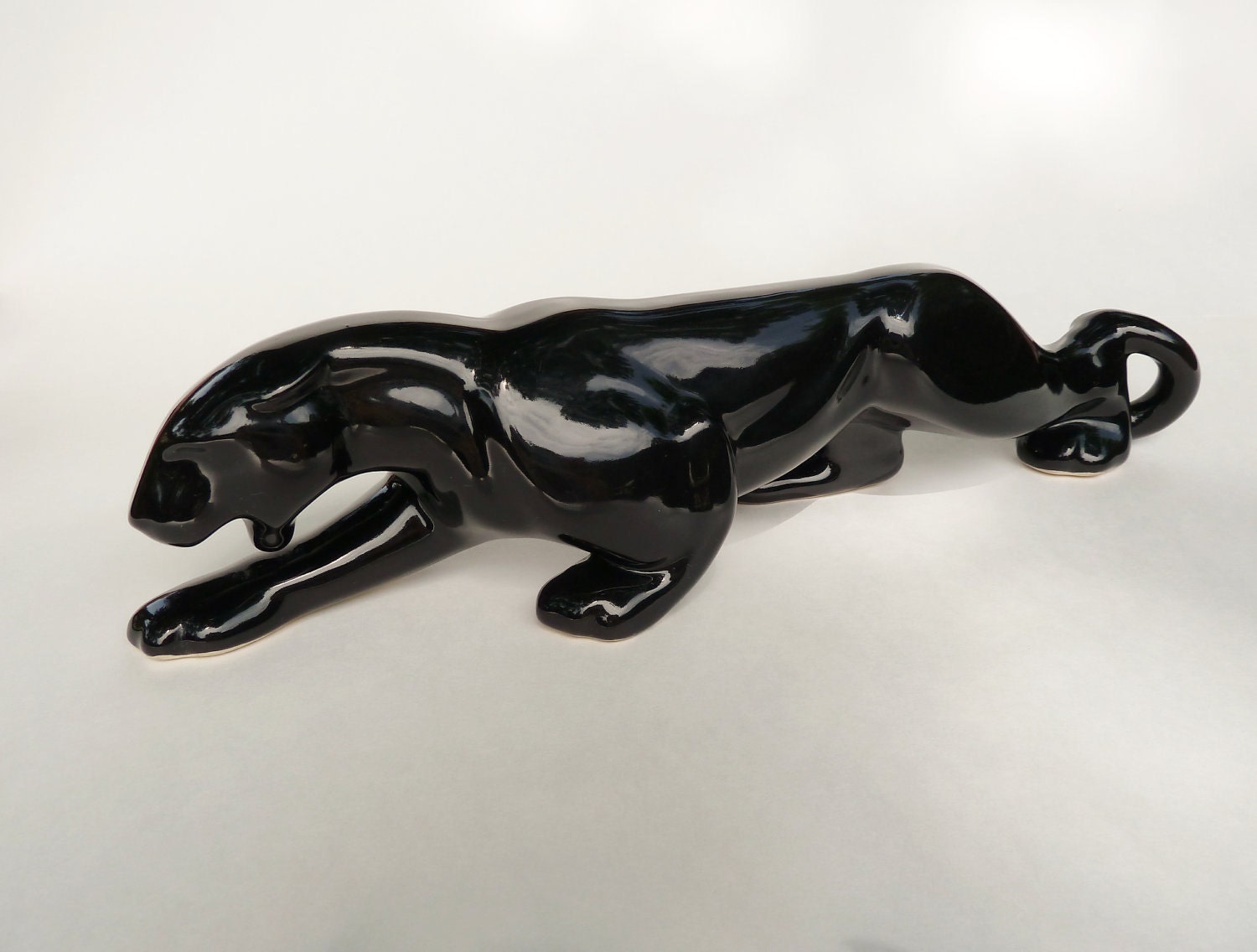 porcelain black panther statue