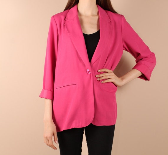 Vintage 80s BRIGHT PINK blazer boyfriend boxy oversized fit