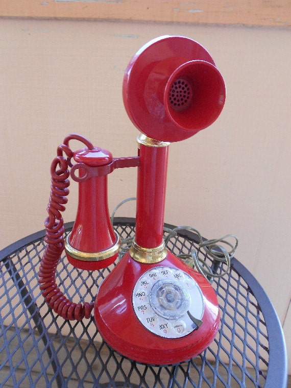 Vintage Candlestick Phone Red Free Shipping