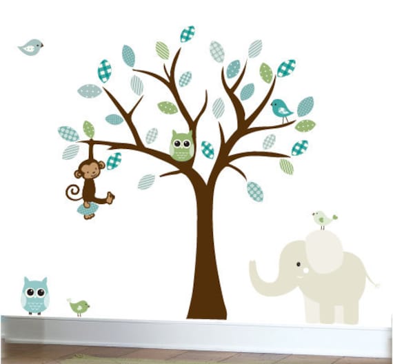 Items similar to Vinyl wall decal tree childrens jungle decal 0241 on