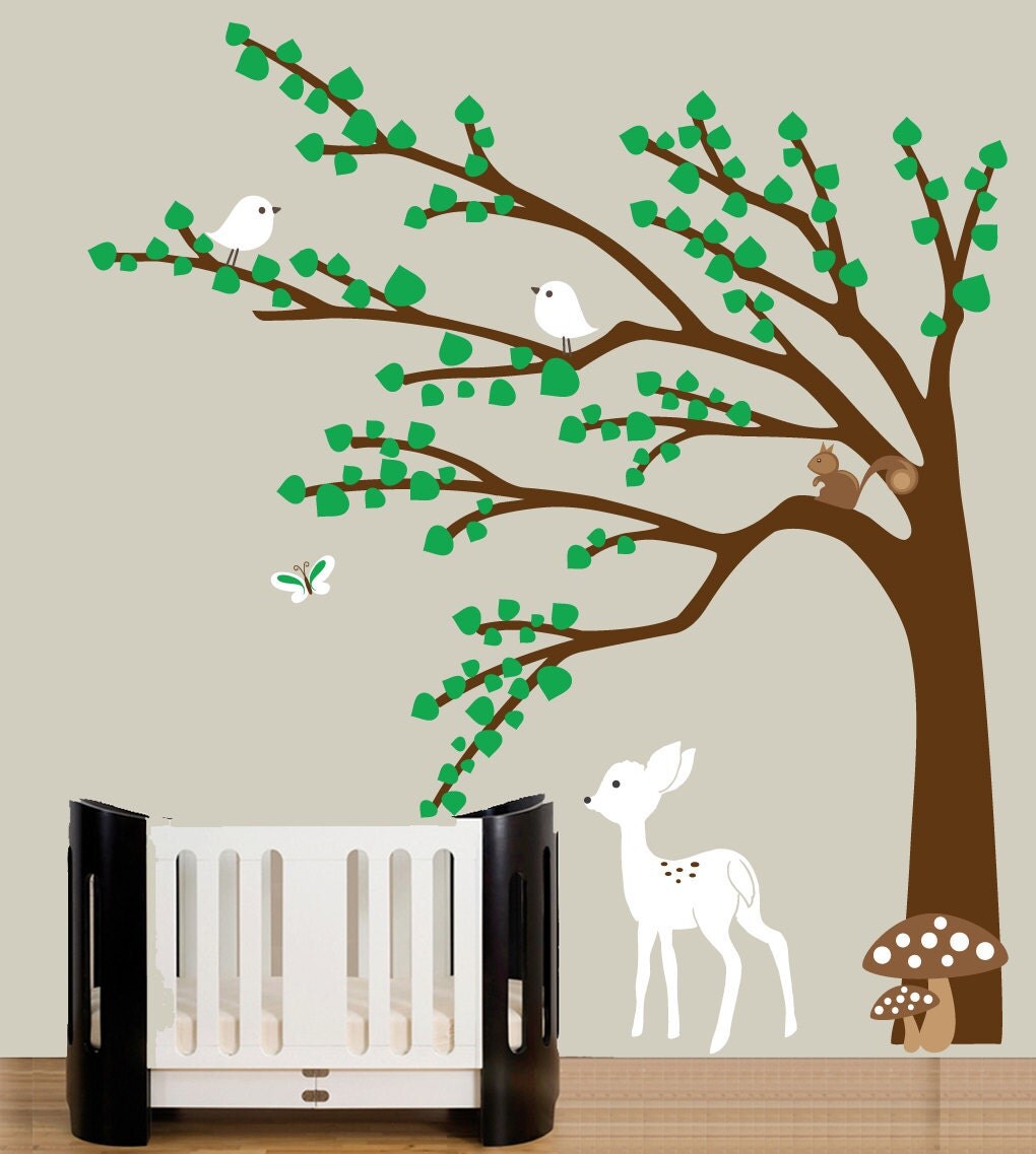 Forest nursery wall decal Includes baby deer wall sticker