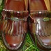 Vintage Cordovan BASS WEEJUNS Leather Loafers with Kilties. Preppy Handbook. Sorority Sister. 80s Prepster. - Size 6.5