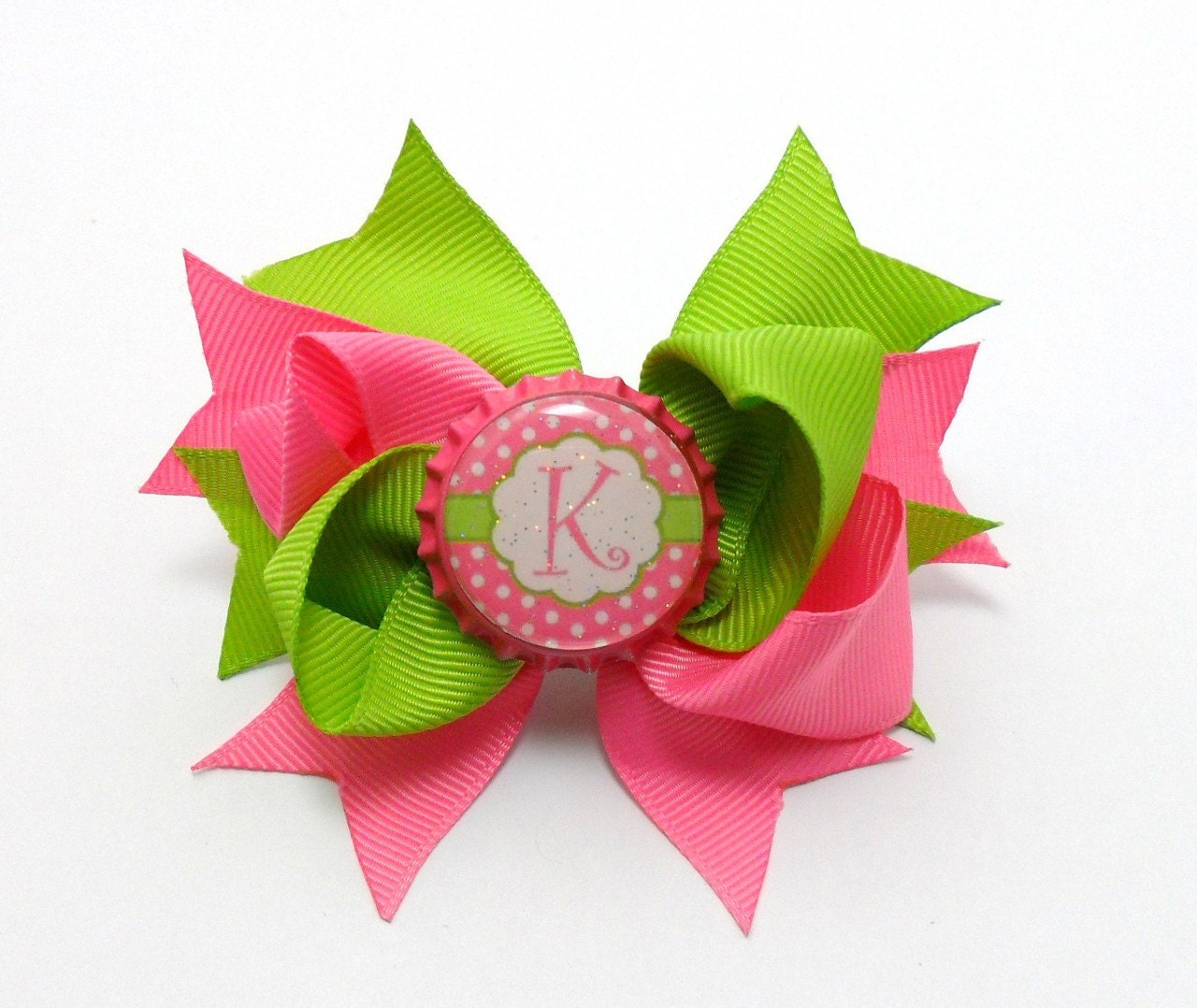 Initial Bottle Cap Hair Bow