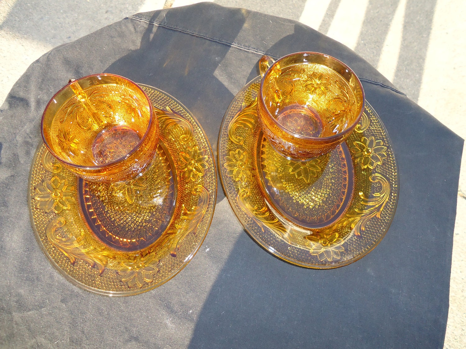 Tiara Indiana Glass Amber Sandwich Pattern by VintageTreasuresbyRN