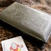 Leather Card Box: Vintage 70s Collectible Black Card Case Unopened Playing Cards Set with King of Spades Top