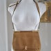 lady librarian // Vintage 70s Top Frame Gold Caramel Cross Body Bag