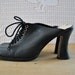 Vintage 90s Lace-Up Black Leather Mules Size 7.5 - Biker Chic