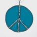 Peace sign solid TURQUOISE stained glass suncatcher
