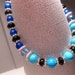 Royal Blue Turquoise Colored Bracelet Black With Blue Crystal