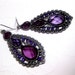 Purple Petal Gypsy Earrings Lavender Crystal Long Dangle