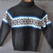 knit ski turtleneck sweater, vintage kids, NOS, Arcticwear, black, white and blue, lovely winter swewater