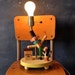 vintage nursery lamp, clown and puppy dog, balloon box, retro kids room decor light