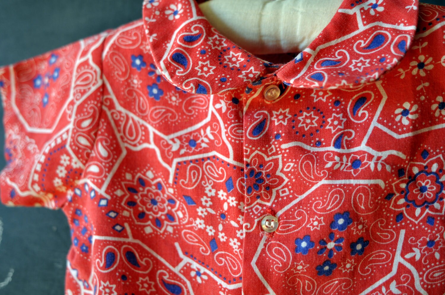 Baby vintage red handkerchief button up shirt