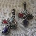 Vintage Southwestern Cross earrings silver & stones pierced