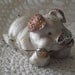 Vintage Pig Trinket box Metal pink rhinestones victorian look