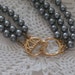 Vintage Pearl Necklace 3 strand Kenneth J Lane black faux cultured pearls