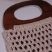 Vintage Purse handbag 70's handmade macrame Big Wood handles Boho Chic hemp