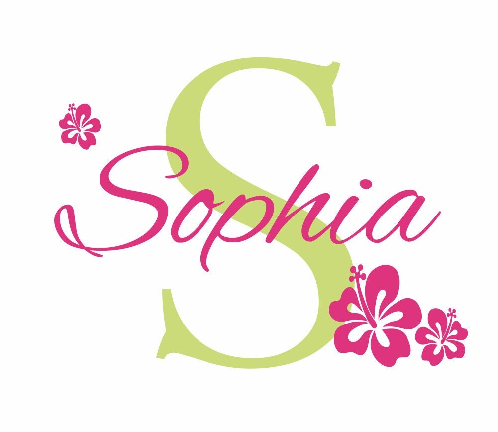 Flower Wall Decals Personalized Name and Initial Wall by wallartsy
