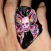 BUTTERFLY SKULL RING Chunky Ring Statement Ring Big Ring Black Ring Goth Ring Gothic Ring Fashion Ring Steampunk Ring Knuckle Ring Stone