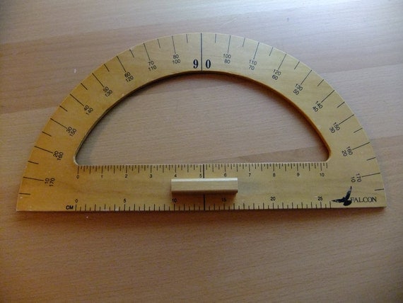 Sale Large Wooden Protractor Falcon Brand Ruler Straight 