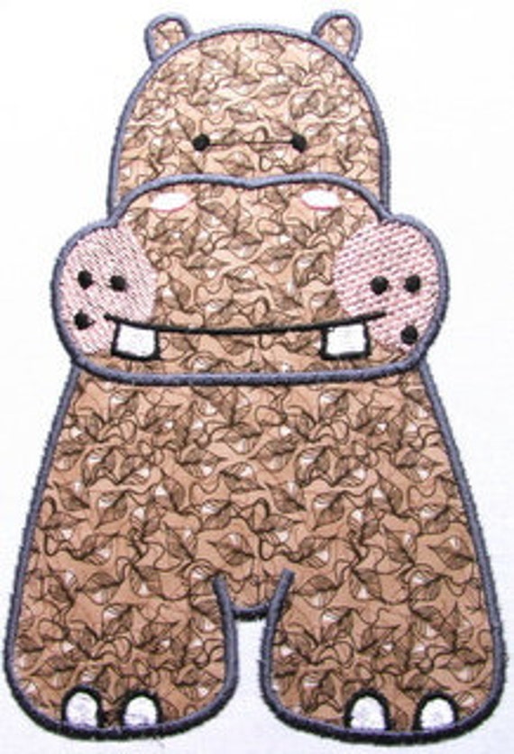 Baby hippo machine applique embroidery design Baby hippo machine applique embroidery design