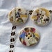 3 large sew on buttons - hand made ceramic buttons with Cross Stich Decals 'Love"