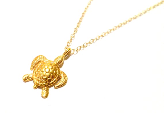24k gold vermeil Sea Turtle necklace Cougar Town Courtney Cox