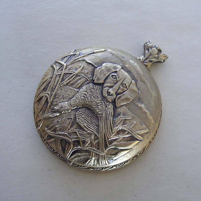 pocket watch case dog hunting scene watch by StratusJewelrySupply