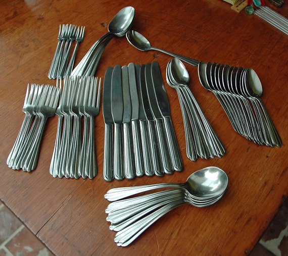 N.S. CO. Stainless Steel Flatware 57 pieces Service for 6 plus
