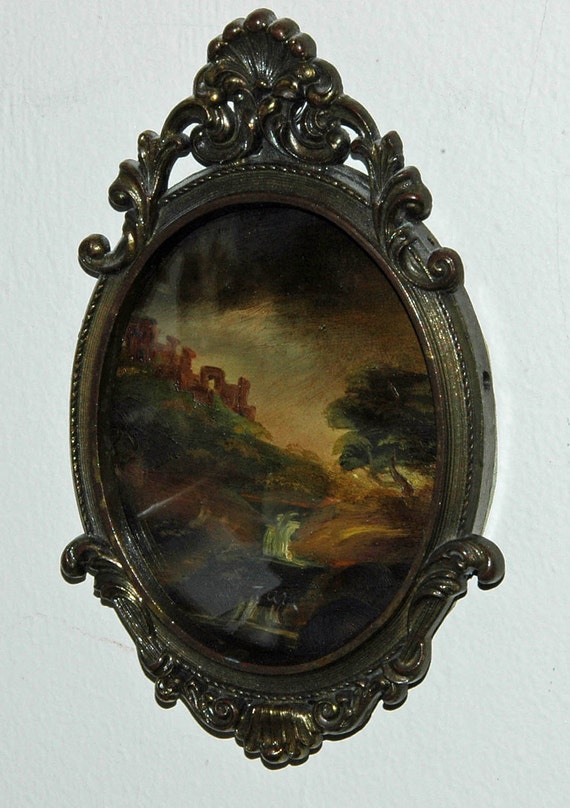 Miniature Oil on Copper Landscape Painting by Tara