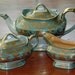 Exquisite 23 piece Japanese HAND PAINTED Tea Set Heavily Encrusted with Gold Design