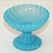 Vintage French Portieux Vallery Stahl Blue Opaline Pedestal Salt Dip or Miniature Compote