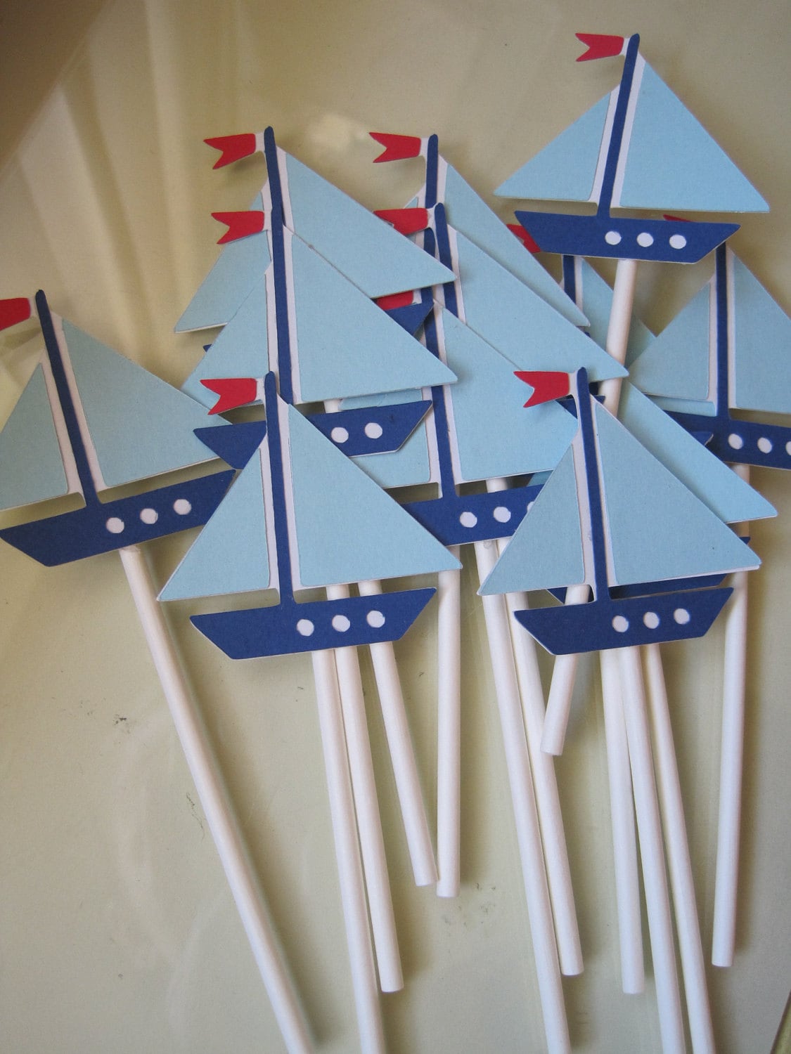 12 sailboat cupcake toppers