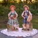 Wonderful vintage pair of girl and boy farmer figurines - bringing in the harvest - HOMCO - HOME INTERIORS