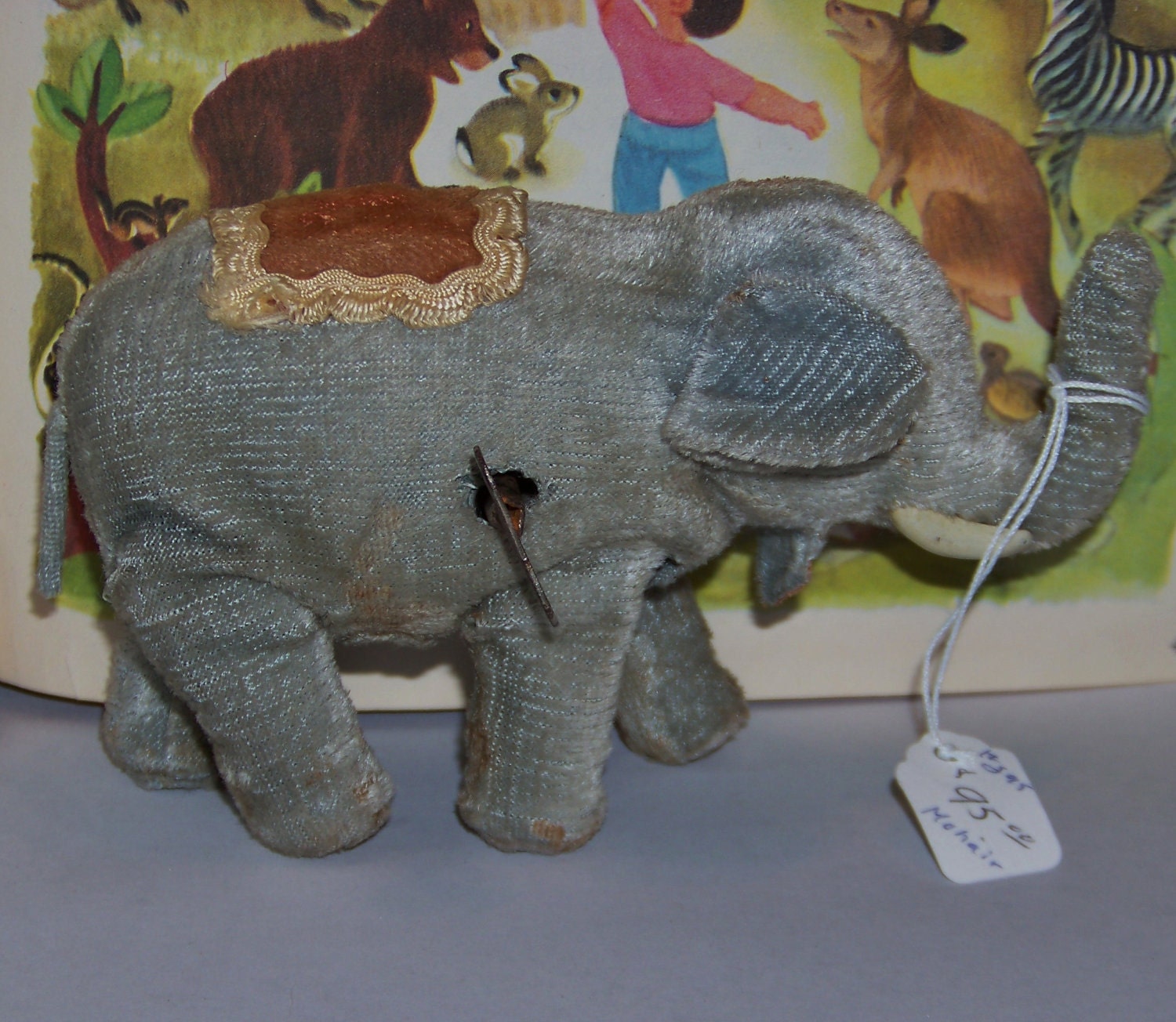 Early Mechanical Wind up Mohair Elephant Toy Antique
