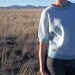 Women's Vintage Blue and White Short Sleeve Sweater