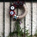 Felted Wool Flower Wreath with Penny Circles, Upcycled, Recycled