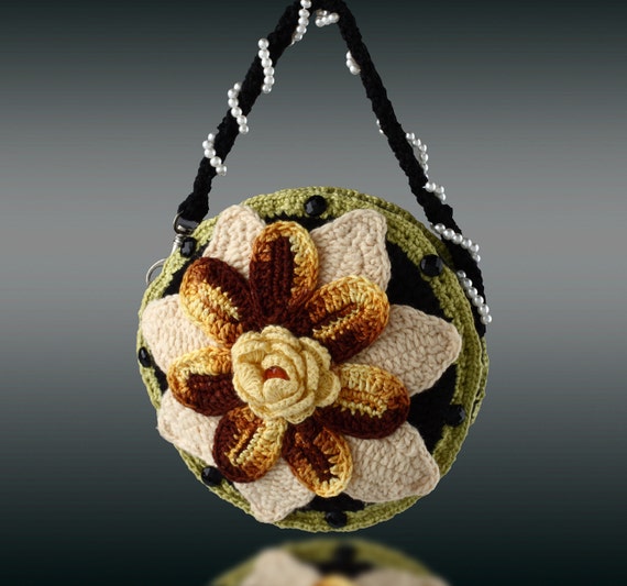 Items similar to handbag knit with beautiful flowerfree shipping on