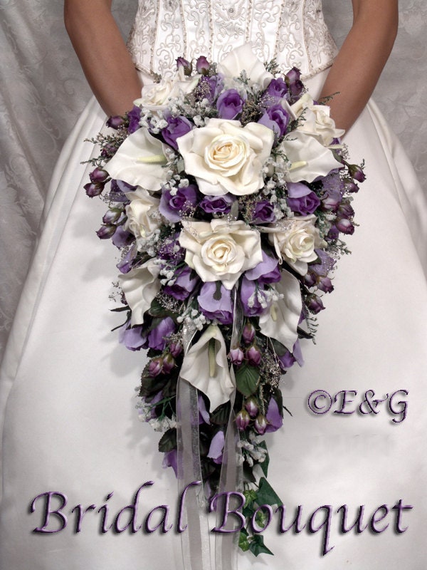 Bridal Bouquet Package Silk Flowers Cascade Bridesmaid