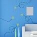 6 Bumble bees with bee trail vinyl wall decal