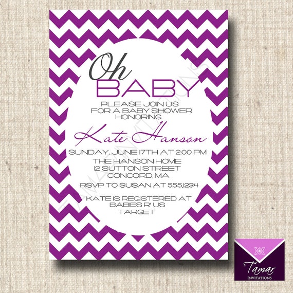 Printable Invitation Card - Chevron Modern Design - Baby Shower Il_570xn