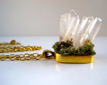 Magical- "Crystal Garden" -Pendant-Raw Minerals-Handmade- One of a Kind- Wearable Art -by Pauletta